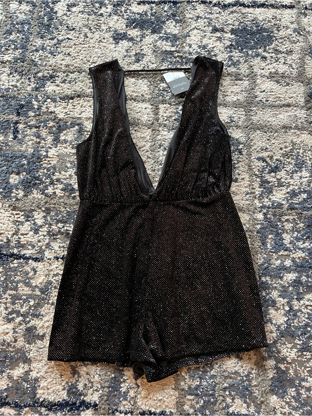 Topshop Black Velvet Sparkle Romper